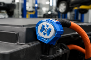 Battery terminal protector fitted over a vehicle battery connection