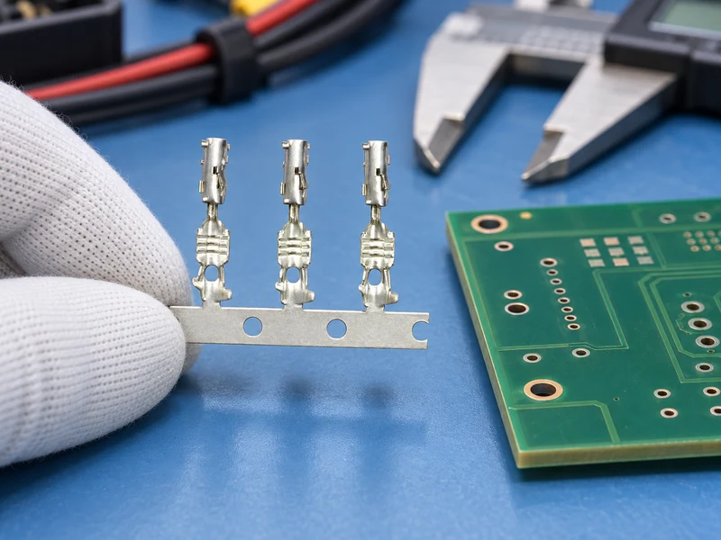 Shenji connection terminals checked beside a circuit board footprint