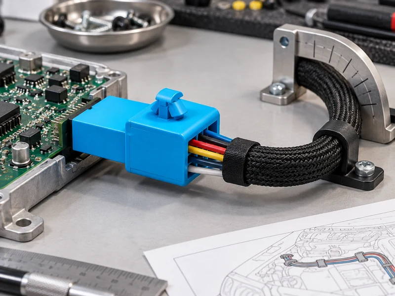 Shenji automotive connector and supported harness in a routing review
