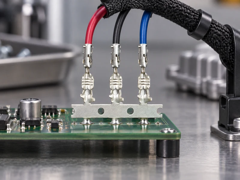 Engineer checking pin-to-pin connection pitch and matched connector components