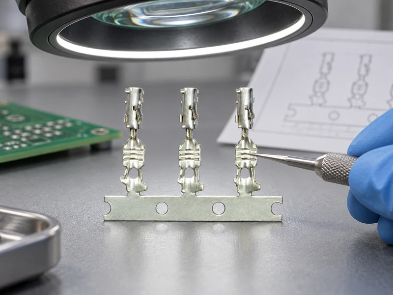Shenji connection terminals examined under a bench magnifier