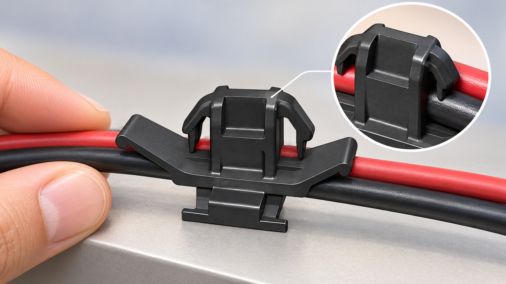Plastic wire connector housing with fitted cable and terminal — connector inspection illustration