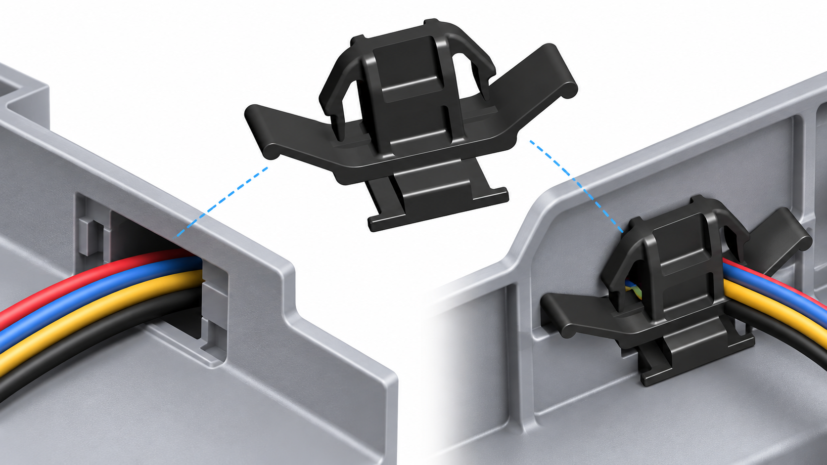 Plastic wire connector housing with fitted cable and terminal — connector fit and selection illustration